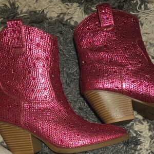 Forever New Glittering Pink Heeled Boots